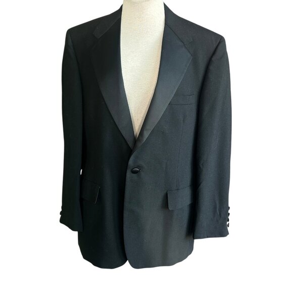 Turnbury Men's Tuxedo Jacket Satin Collar 100% Wool Union Made Size 40R - Picture 2 of 9
